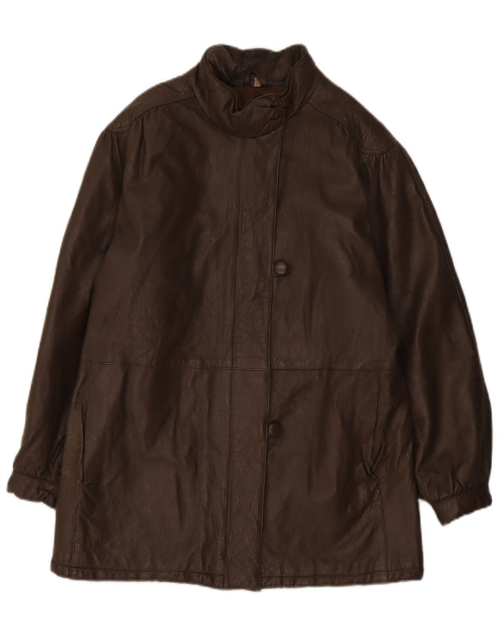 Giacca in pelle vintage da donna IT 44 Grigio medio