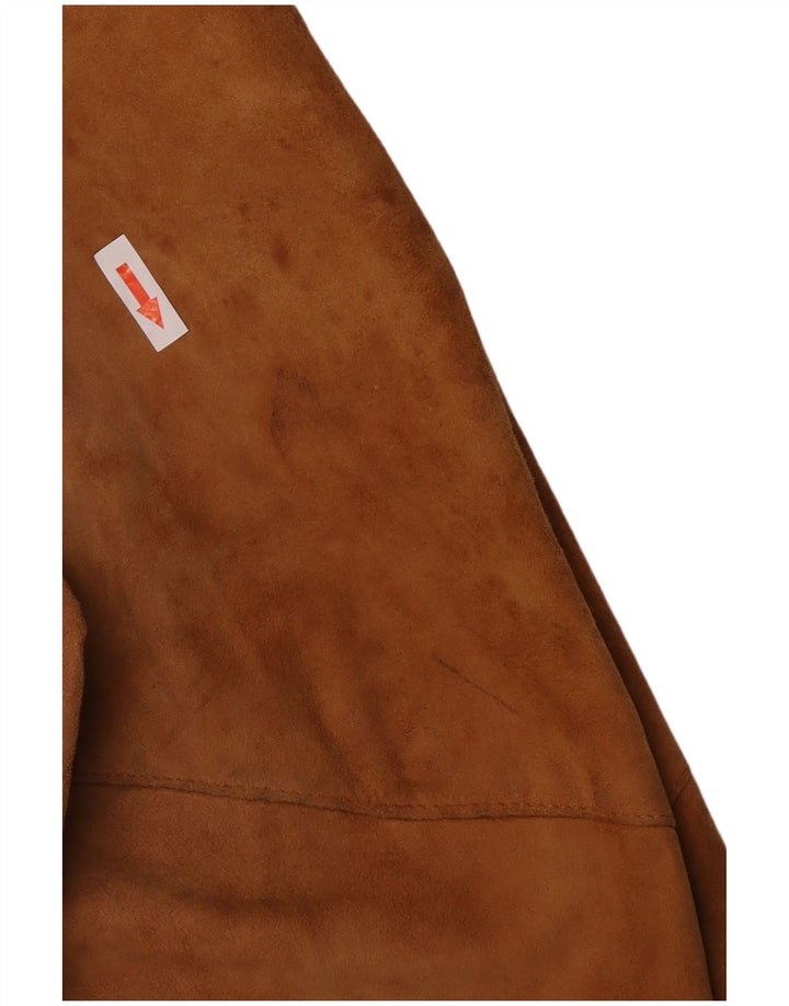 Giubbotto bomber in pelle scamosciata vintage da uomo UK 38 Marrone medio