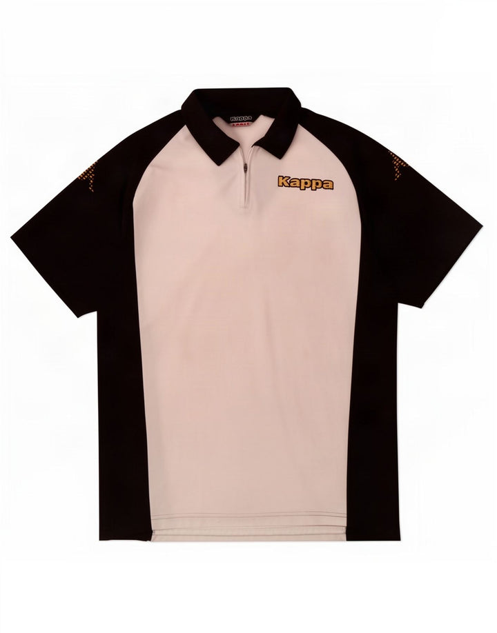 Polo Kappa da uomo grande in poliestere color block bianco
