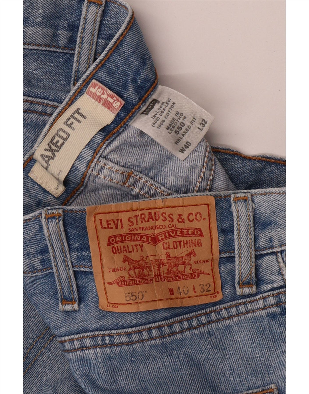 LEVI'S Jeans dritti da uomo 550 vestibilità rilassata W40 L32 cotone blu