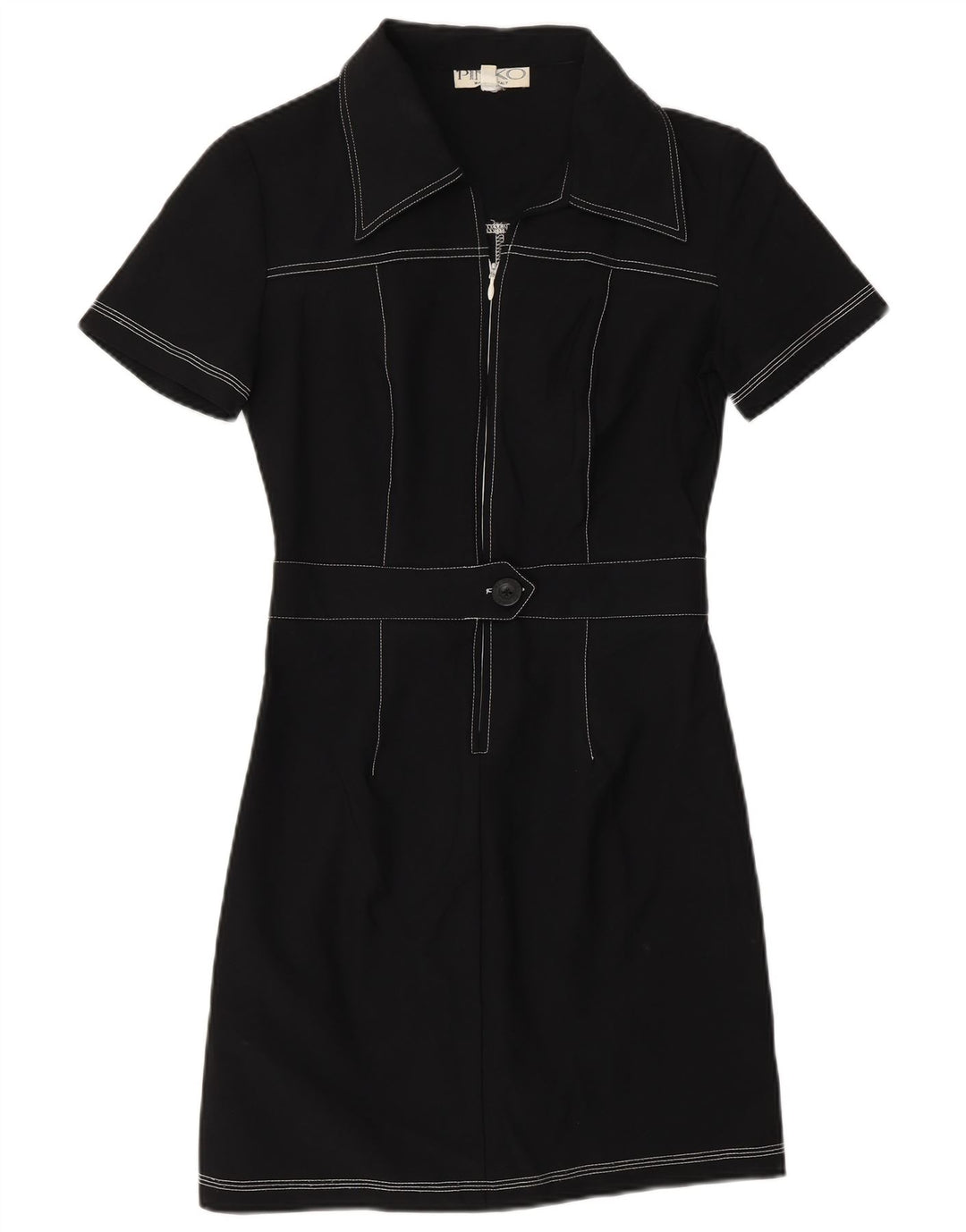 Abito tubino donna maniche corte Pinko UK 12 medio nero poliammide