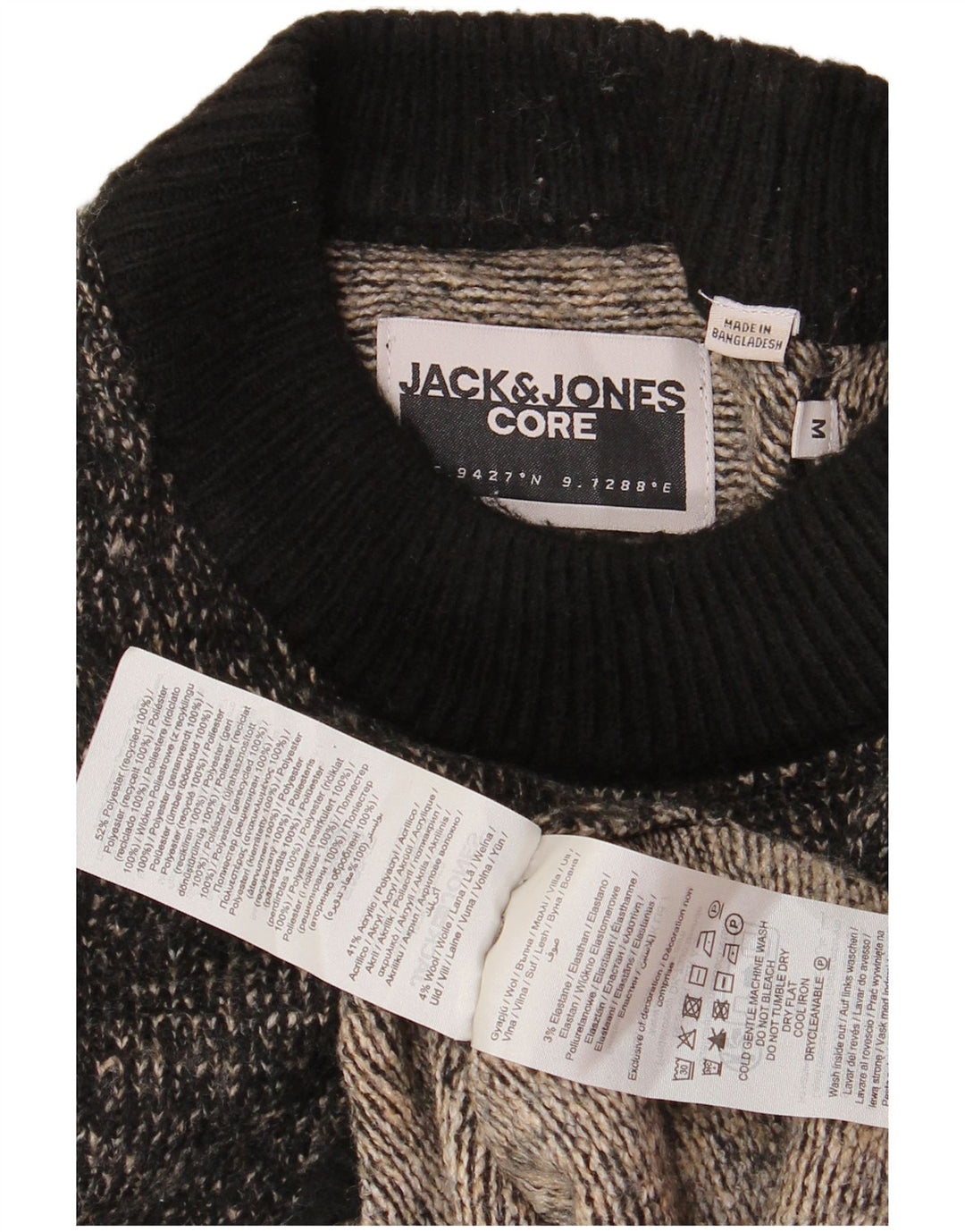JACK & JONES Maglione maglione girocollo da uomo Poliestere mélange nero medio