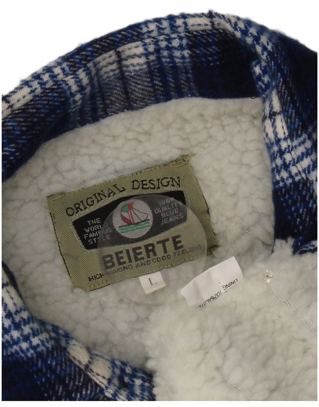 Camicia da uomo vintage in flanella da boscaiolo, grande acrilico a quadri blu