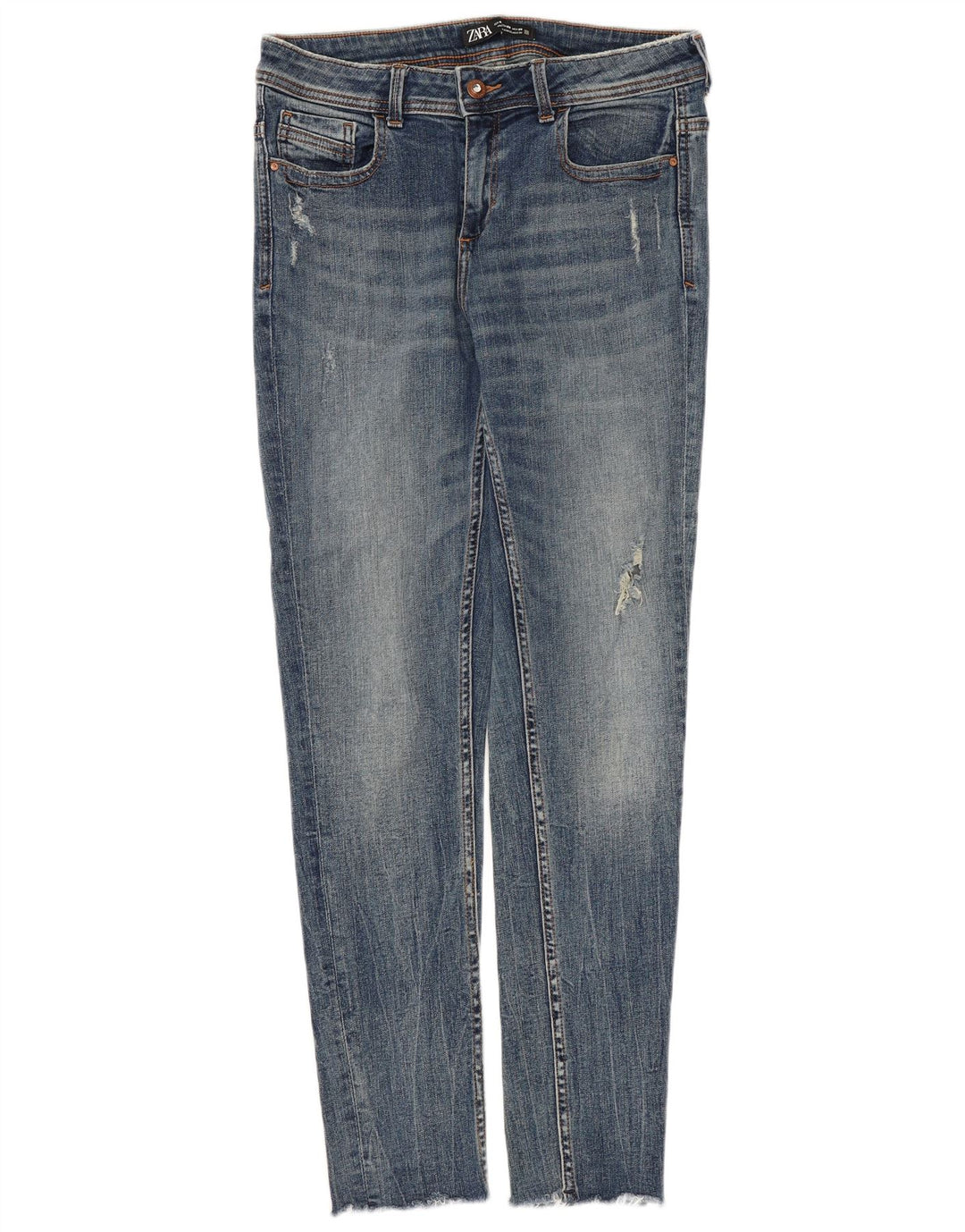 Jeans skinny effetto invecchiato Zara da donna EU 40 medio W30 L28 blu