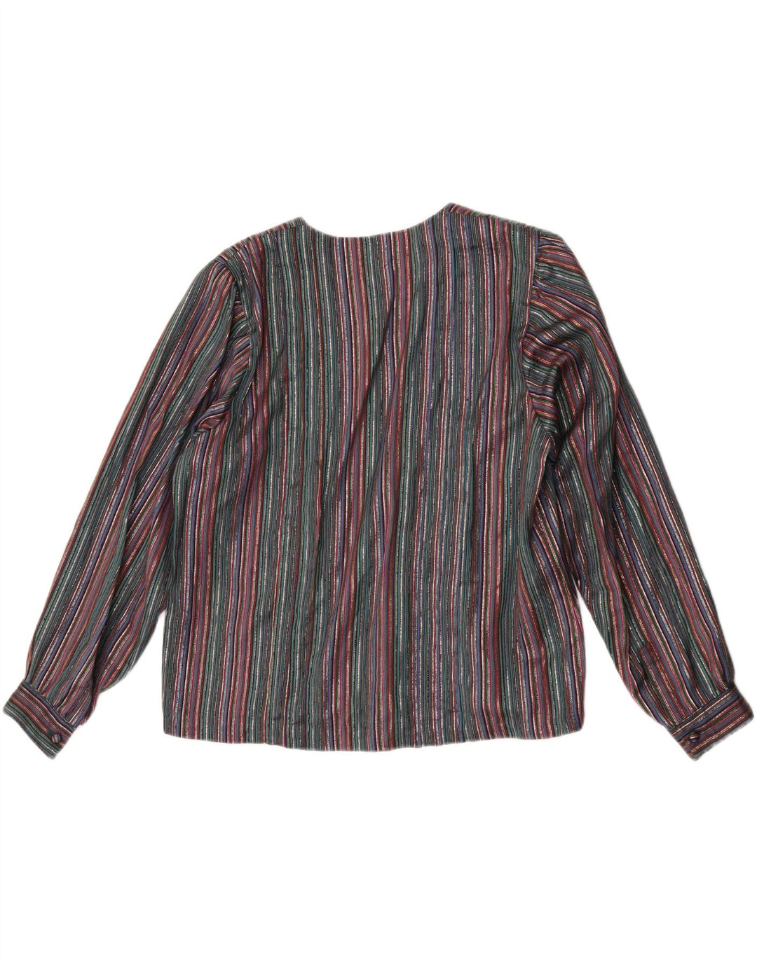Camicetta camicia vintage da donna UK 16 grande a righe multicolore