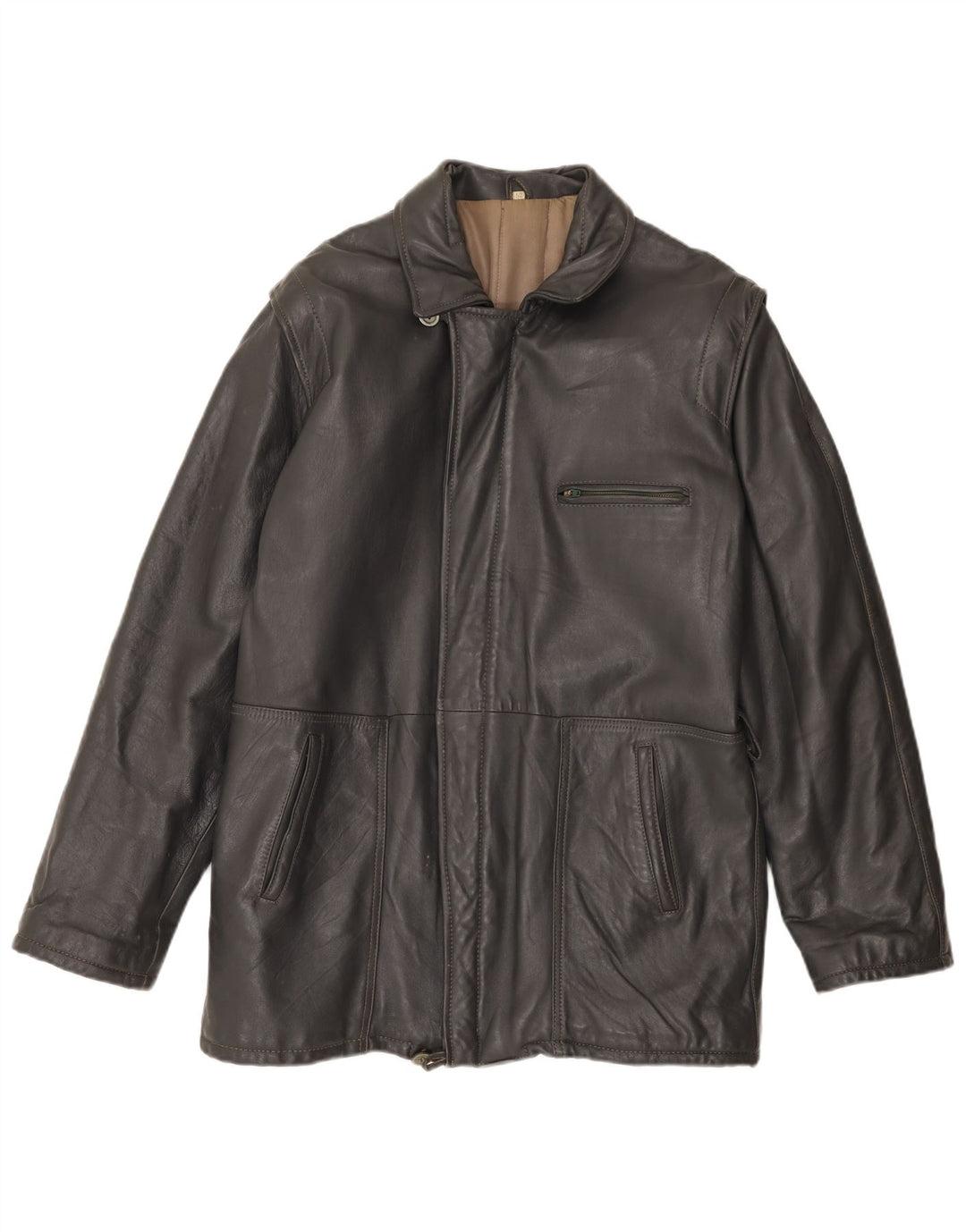 Giacca in pelle vintage da uomo IT 52 XL in pelle grigia