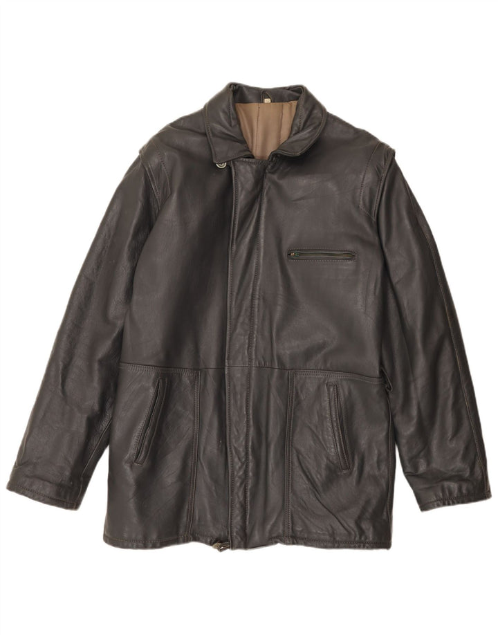 Giacca in pelle vintage da uomo IT 52 XL in pelle grigia