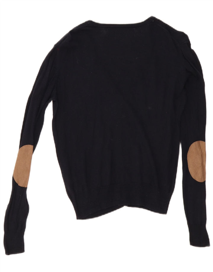 Maglione cardigan da donna Zara UK 12 cotone blu navy medio