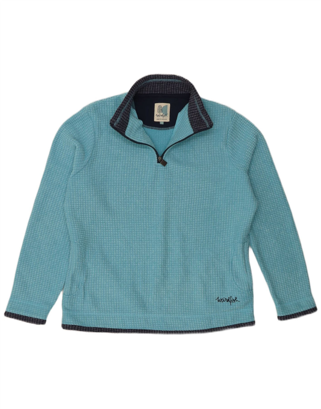 Maglione in pile da donna con collo con zip Weird Fish UK 16 grande poliestere blu