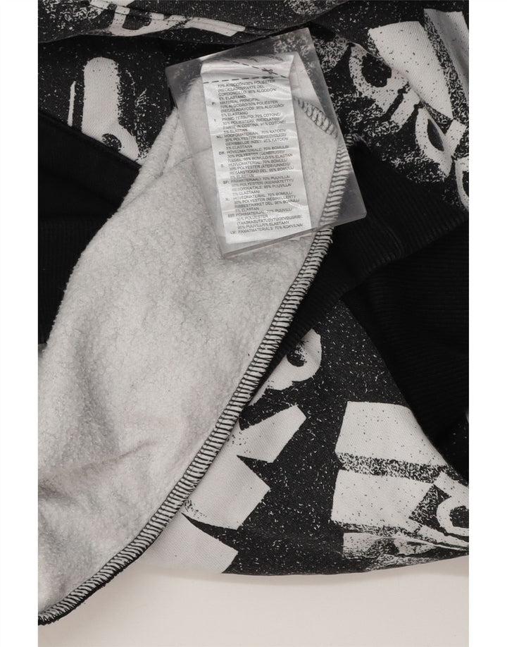 Maglione con cappuccio grafico da uomo ADIDAS grande in cotone color block nero