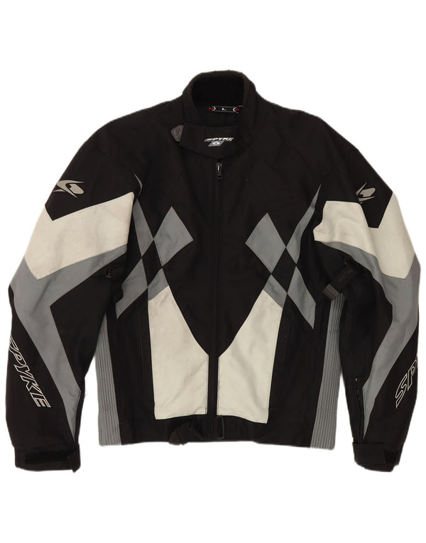 Spyke Bomber grafico da uomo UK 40 Large Black Colourblock Biker