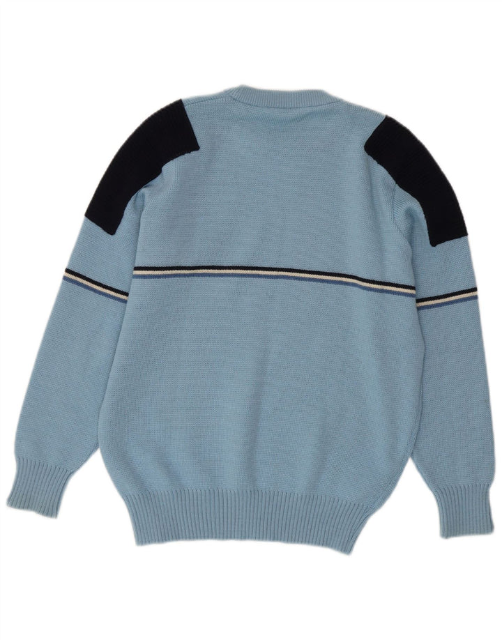 Maglione vintage da uomo girocollo IT 48 piccolo blocco colore blu