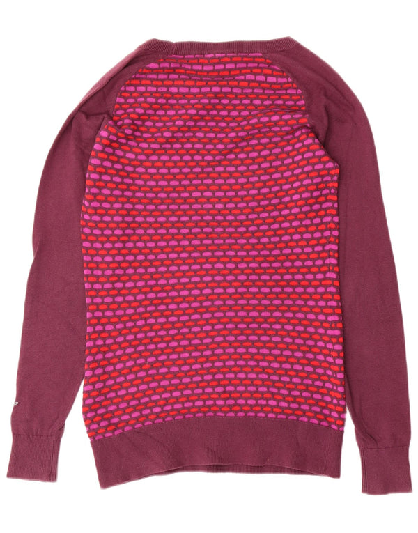 Maglione maglione con scollo a barca da donna Puma UK 8 piccolo cotone geometrico viola
