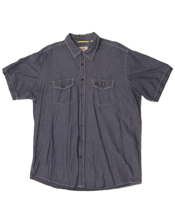 Camicia da uomo dal taglio moderno Camel Active 2XL in cotone blu navy