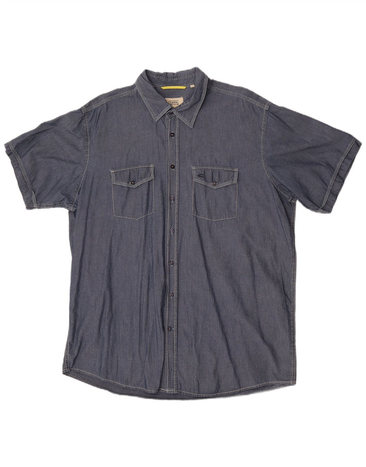 Camicia da uomo dal taglio moderno Camel Active 2XL in cotone blu navy