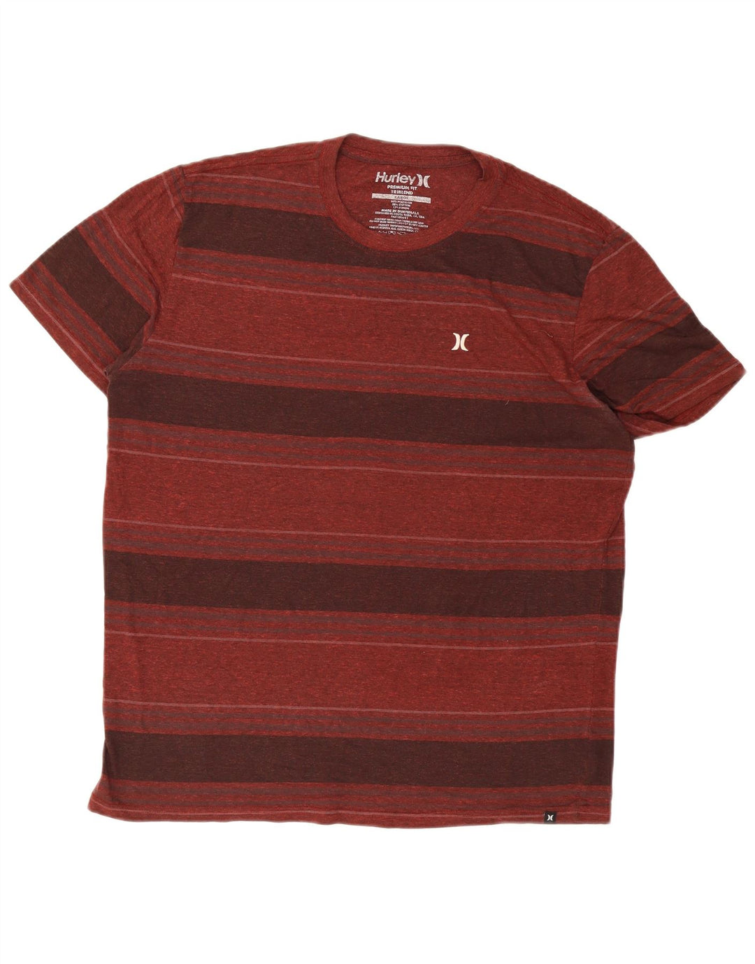 T-shirt Hurley da uomo dalla vestibilità premium, top grande in poliestere a righe marrone