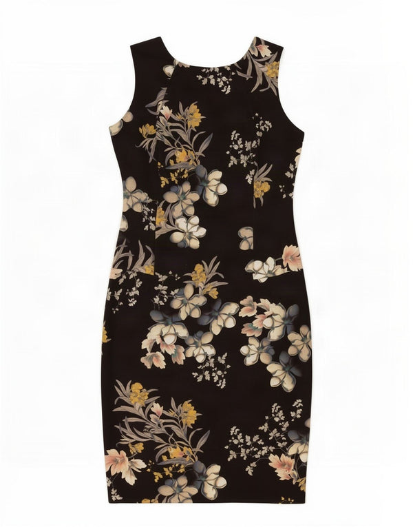 Abito tubino senza maniche Marks & Spencer da donna UK 12 medio nero floreale