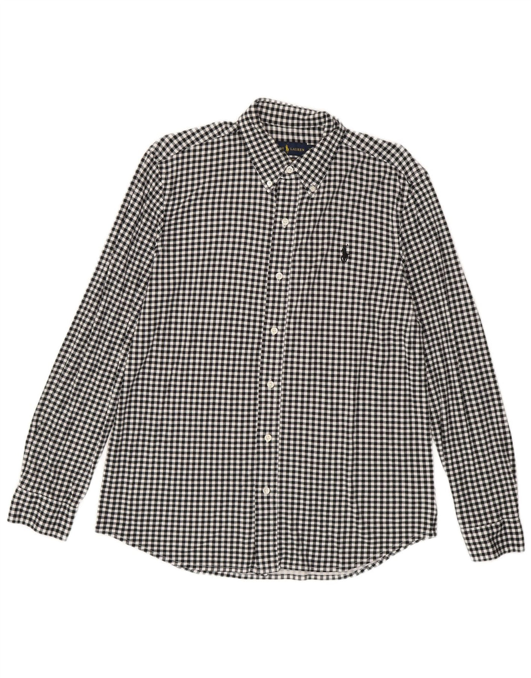 Camicia in flanella da uomo Ralph Lauren grande cotone a quadretti nero