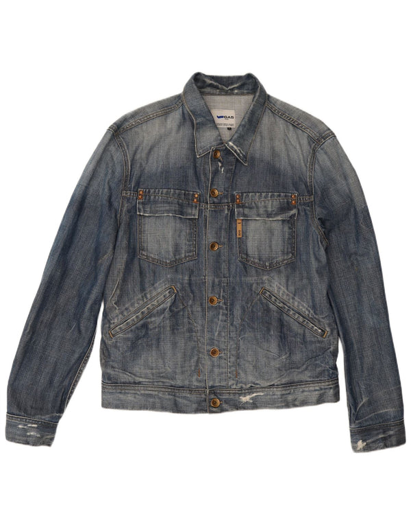 Giacca in denim invecchiato da uomo Gas UK 38 Cotone blu medio