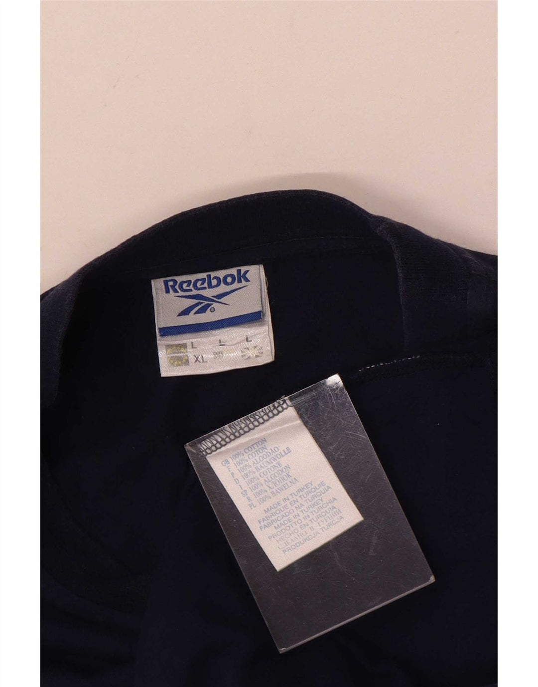 T-shirt grafica da uomo Reebok Top Large in cotone blu navy
