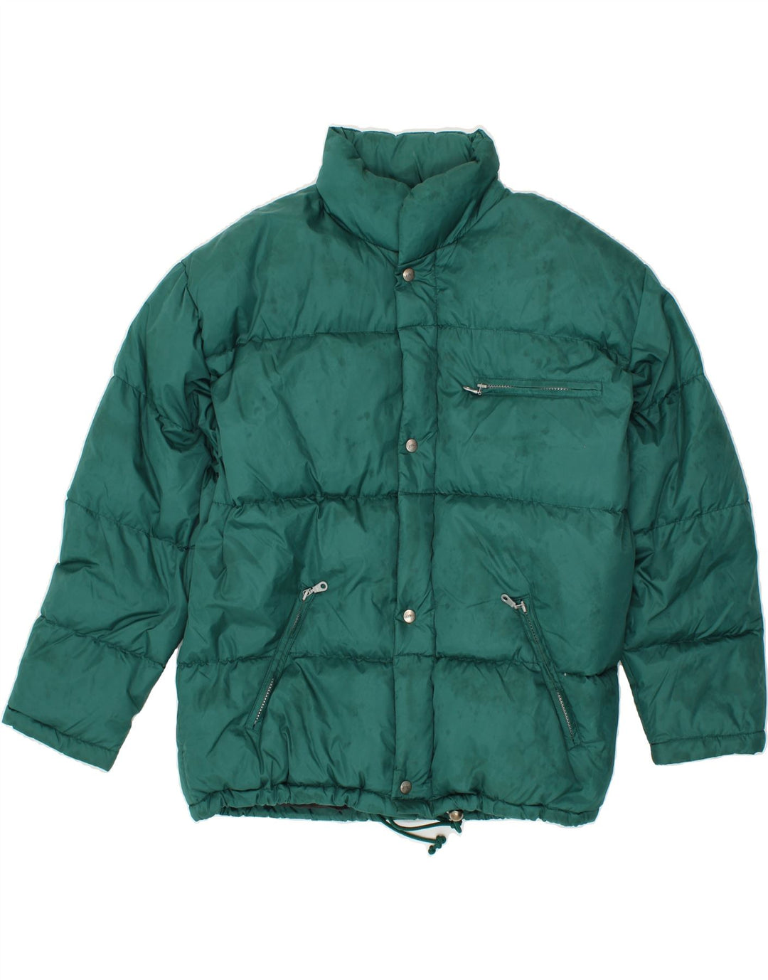 LE FROG Mens Hooded Padded Jacket UK 38 Medium Green Polyamide Vintage Le Frog and Second-Hand Le Frog from Messina Hembry 