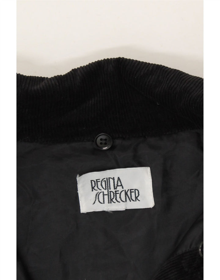 REGINA SCHRECKER Womens Corduroy Coat UK 12 Medium Black Cotton Vintage Regina Schrecker and Second-Hand Regina Schrecker from Messina Hembry 