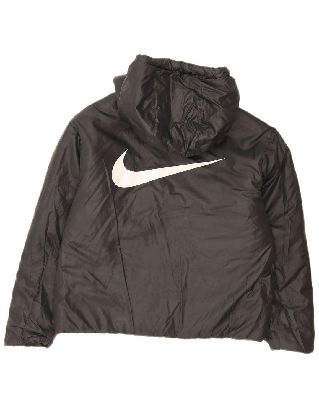 Giacca imbottita reversibile con cappuccio Nike da donna UK 16 grande poliestere nero