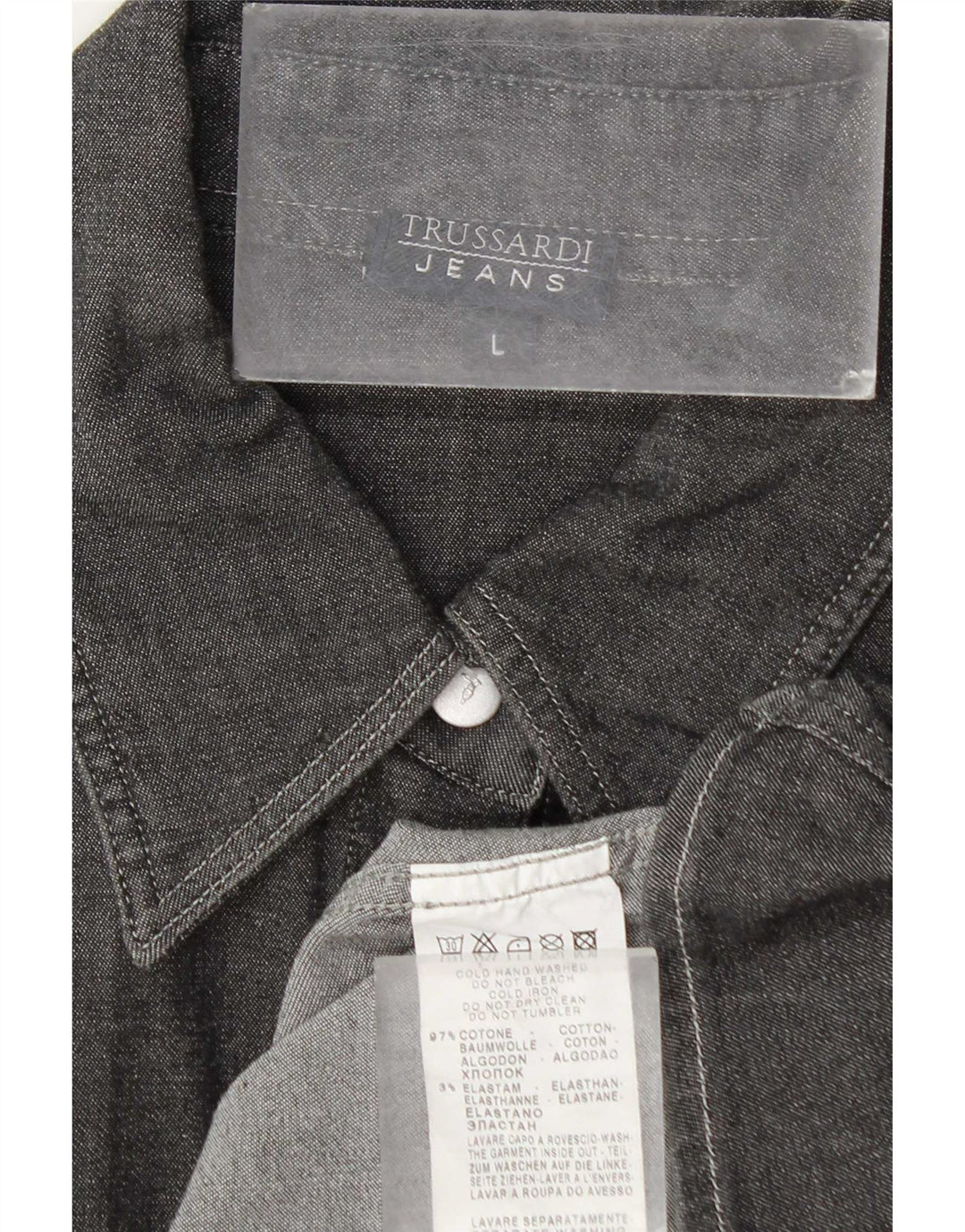 Camicia Donna Trussardi Jeans UK 16 Large Grigio Cotone