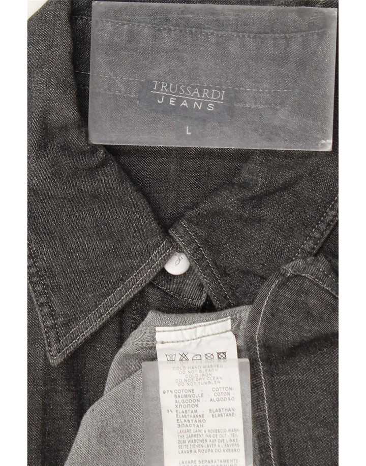 Camicia Donna Trussardi Jeans UK 16 Large Grigio Cotone