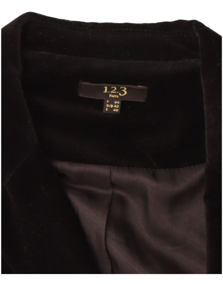 1.2.3 Giacca blazer a 2 bottoni in velluto da donna PARIS EU 44 cotone nero medio