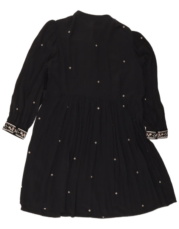 Abito a trapezio da donna a maniche lunghe Monsoon UK 18 XL Poliestere floreale nero
