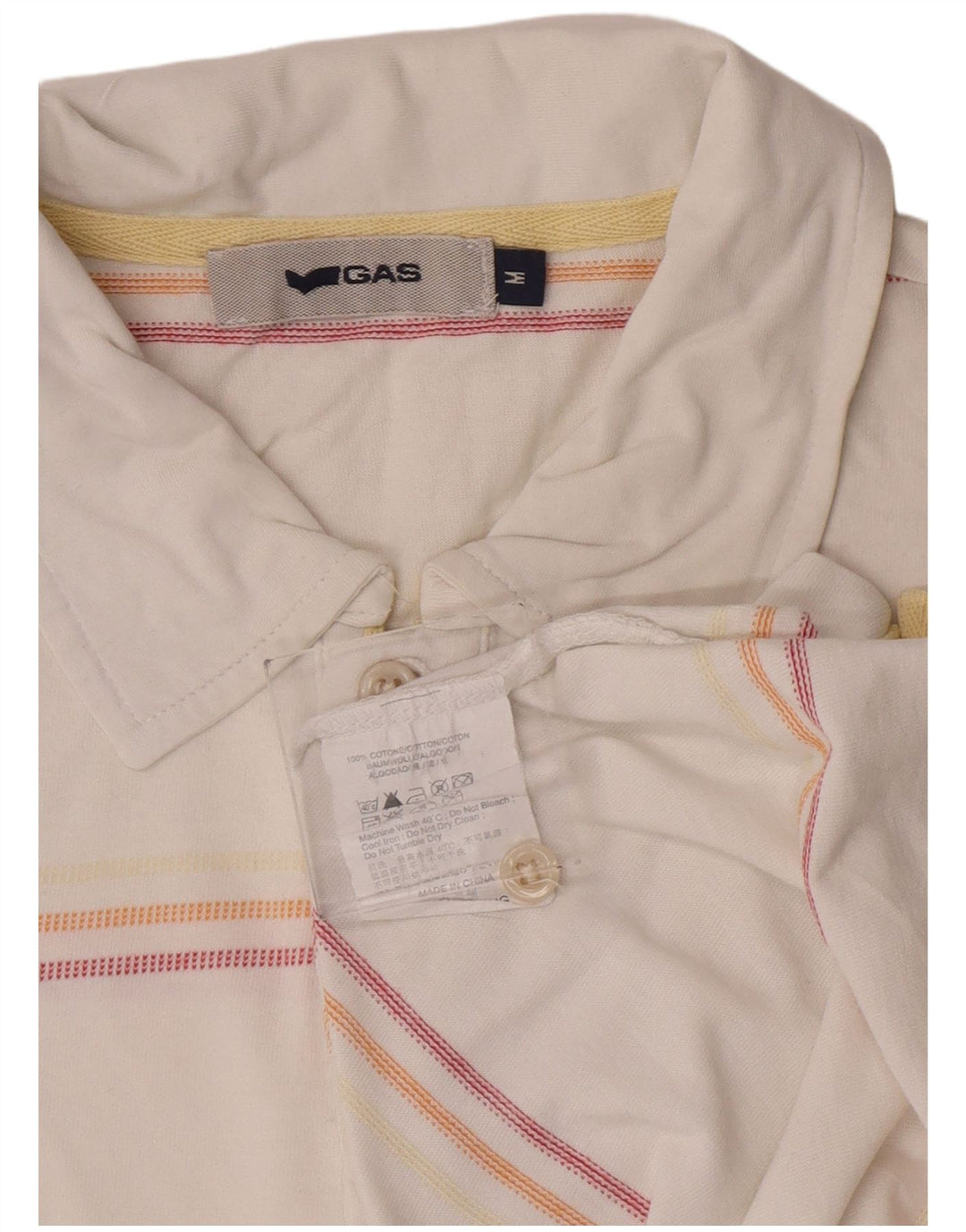 Polo da uomo Gas in cotone a righe medie bianche