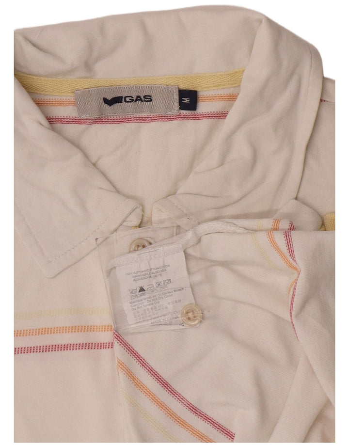 Polo da uomo Gas in cotone a righe medie bianche