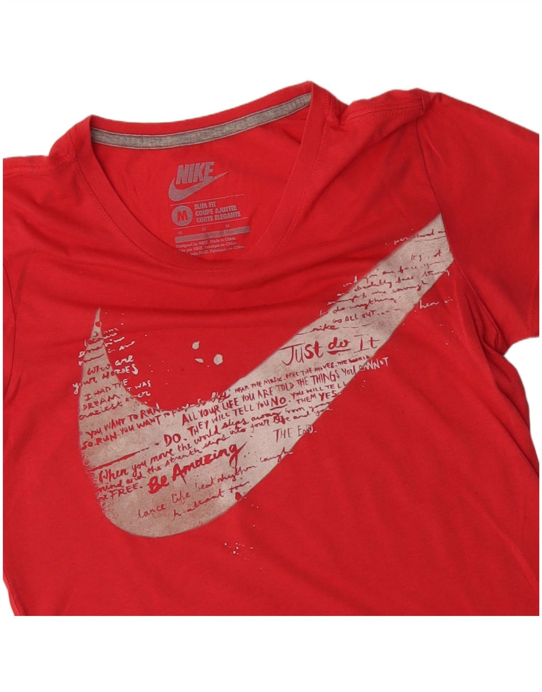 T-shirt grafica NIKE da donna slim fit UK 12 media rossa