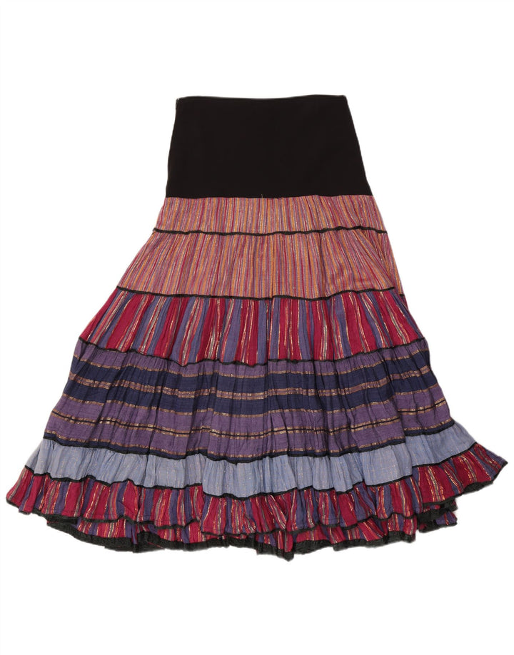 Gonna zingara vintage da donna W27 a righe multicolori medie