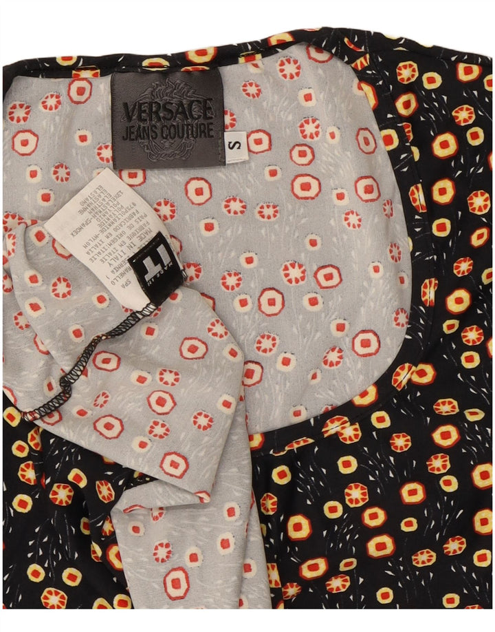 T-shirt da donna Versace Top UK 8 Small nera floreale in poliammide