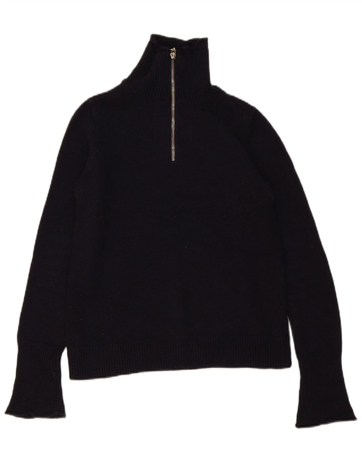Maglione Zara da donna con collo e zip UK 12 poliestere nero medio
