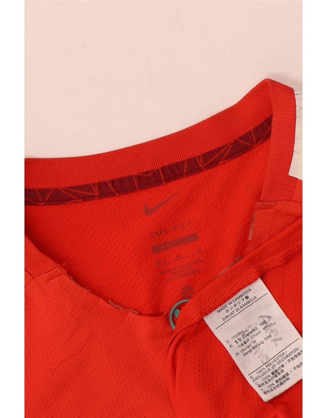 T-shirt grafica Nike da uomo a maniche corte, top in poliestere rosso medio
