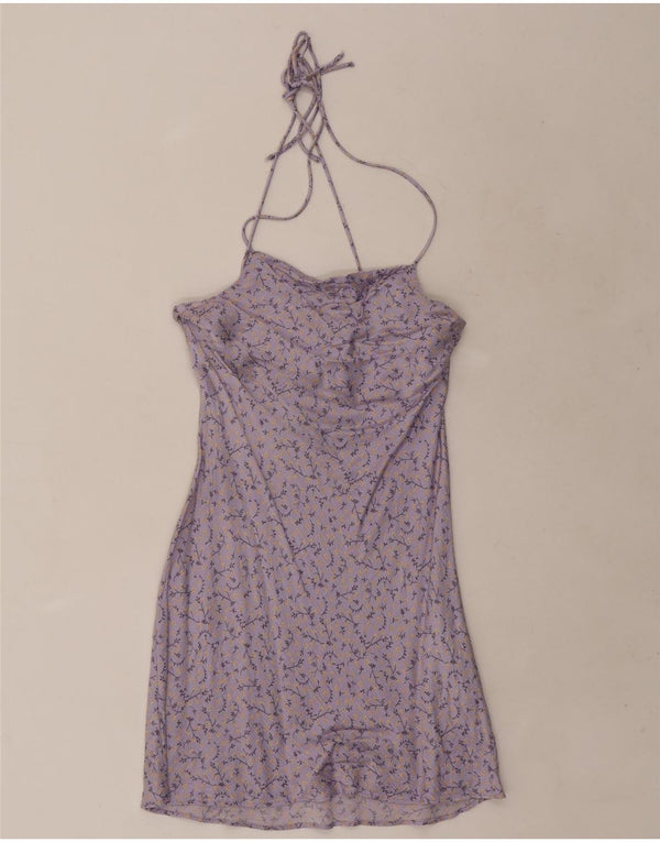 Mini abito alla caviglia da donna Zara UK 6 XS viscosa floreale viola