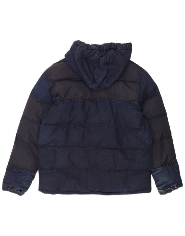 Giacca imbottita con cappuccio da uomo Zara UK 42 XL cotone blu navy