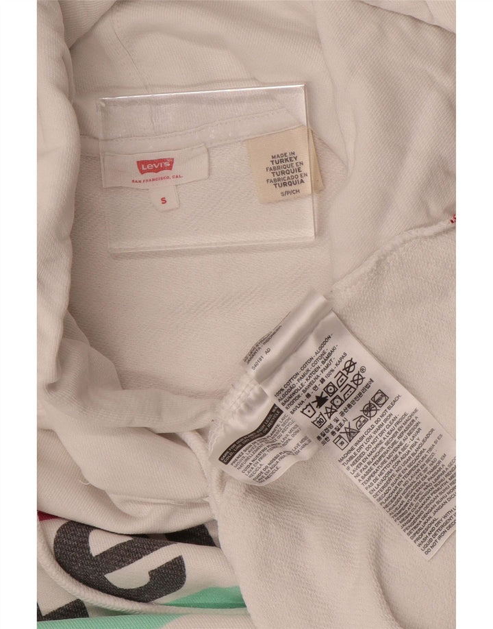 Maglione con cappuccio grafico oversize da donna LEVI'S UK 10 piccolo cotone bianco