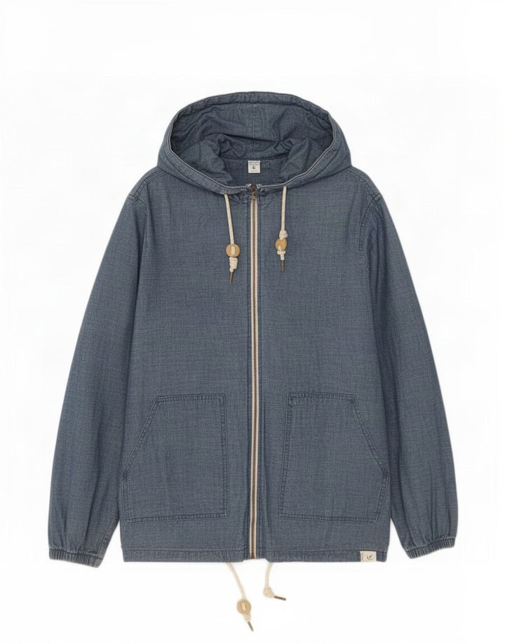 Bomber con cappuccio da uomo Pull & Bear UK 38 Cotone blu medio