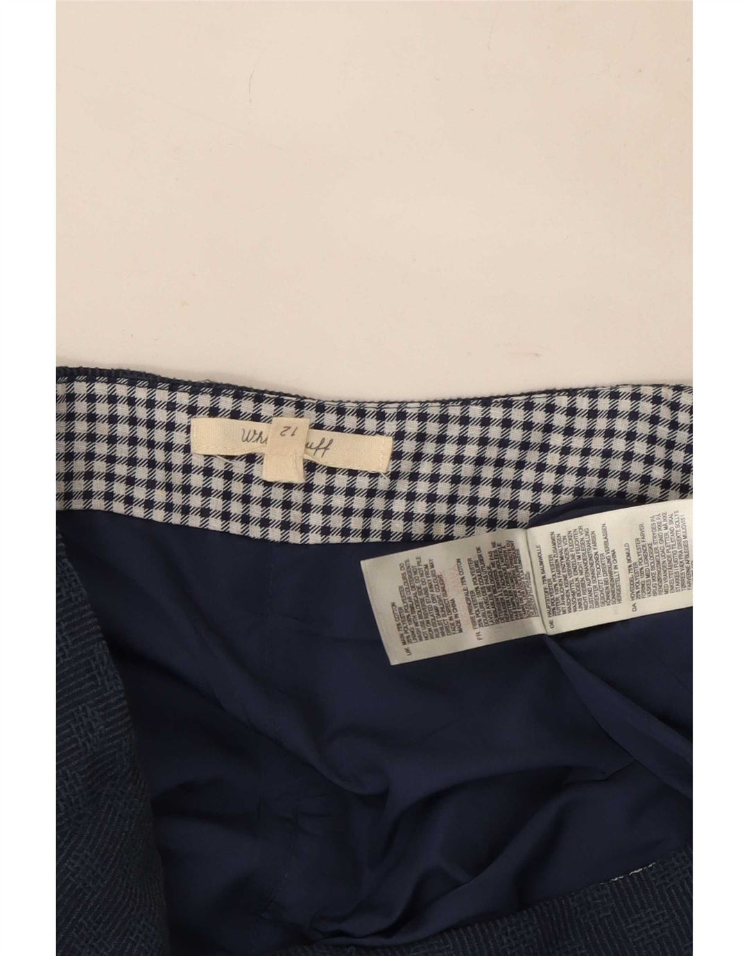 Gonna dritta da donna White Stuff UK 12 media W32 blu navy geometrica