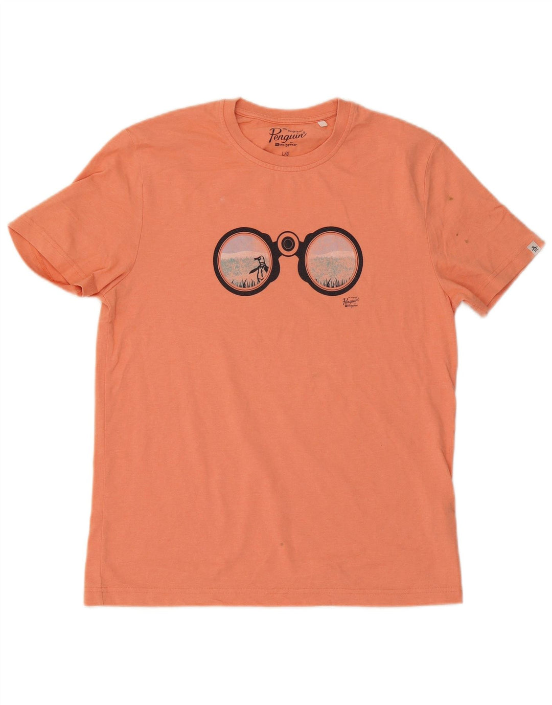 T-shirt grafica da uomo Penguin Top grande in cotone arancione