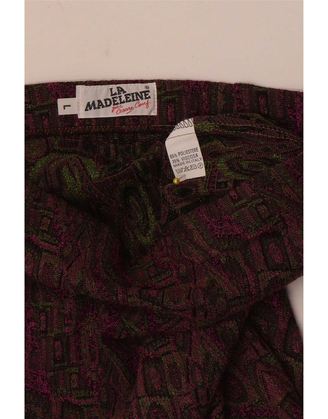 Gonna a tubino vintage da donna grande W32 in poliestere geometrico bordeaux
