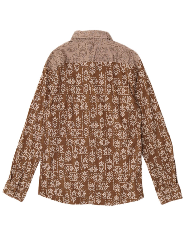 Camicia da uomo S.Oliver grande in cotone floreale marrone