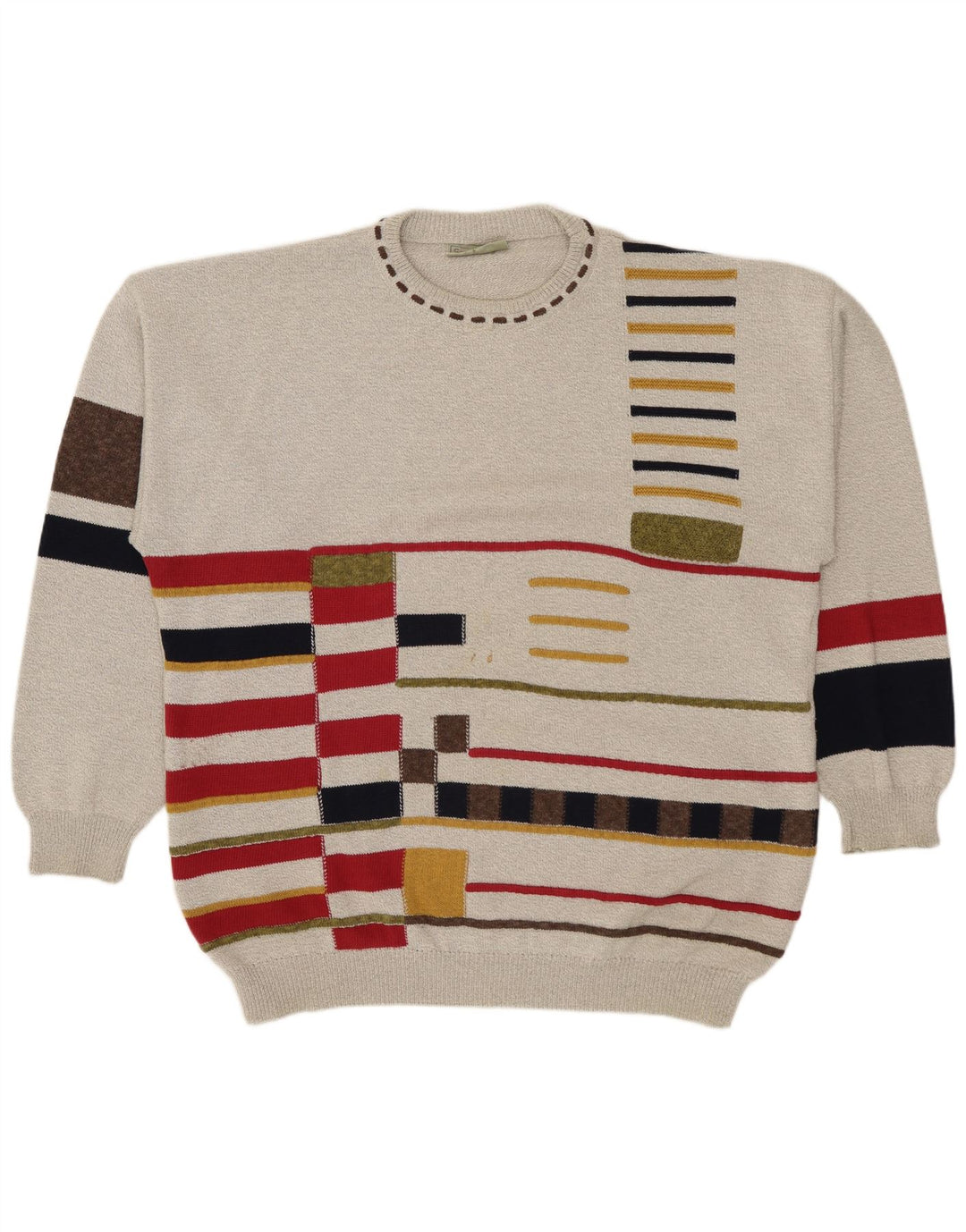 Maglione maglione girocollo da uomo Conte Massimo 2XL cotone geometrico grigio