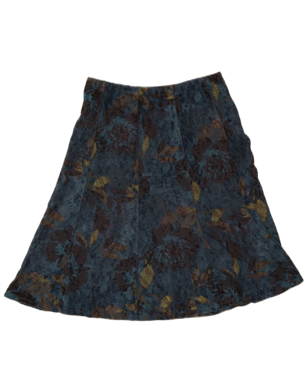 Gonna a trapezio da donna Marks & Spencer UK 12 media W30 poliestere floreale blu