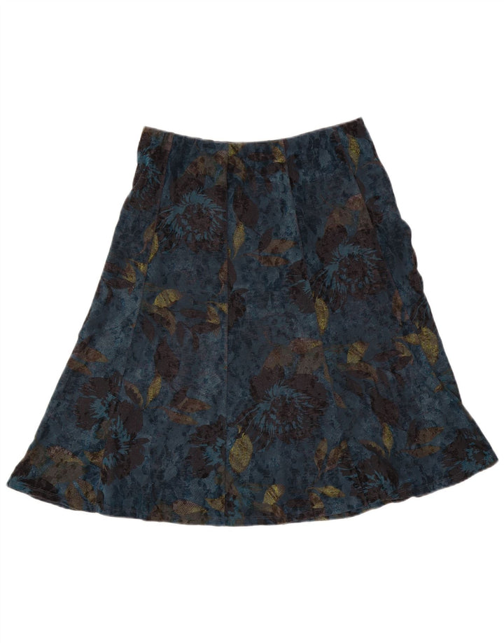 Gonna a trapezio da donna Marks & Spencer UK 12 media W30 poliestere floreale blu