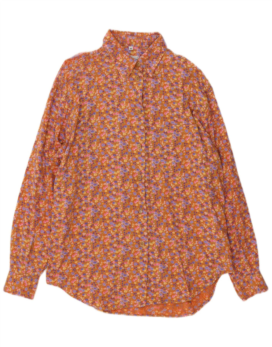 Camicia vintage da donna UK 14 Viscosa floreale multicolore media